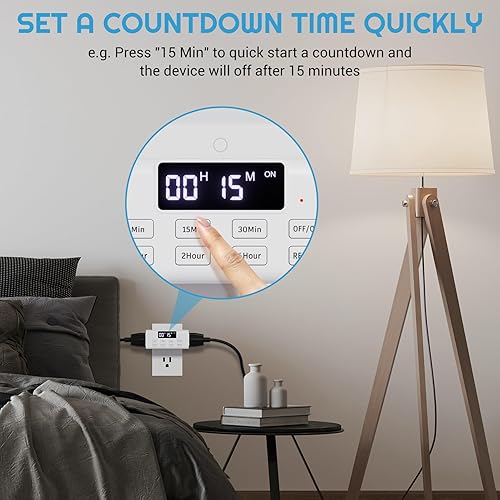 Miniatura 4 de COKWEL Countdown Timer Outlet, Up to 99 Hours, Large Screen and Repeat Function, Inodoor Auto Shut Off Timers for Charger Light Vacation