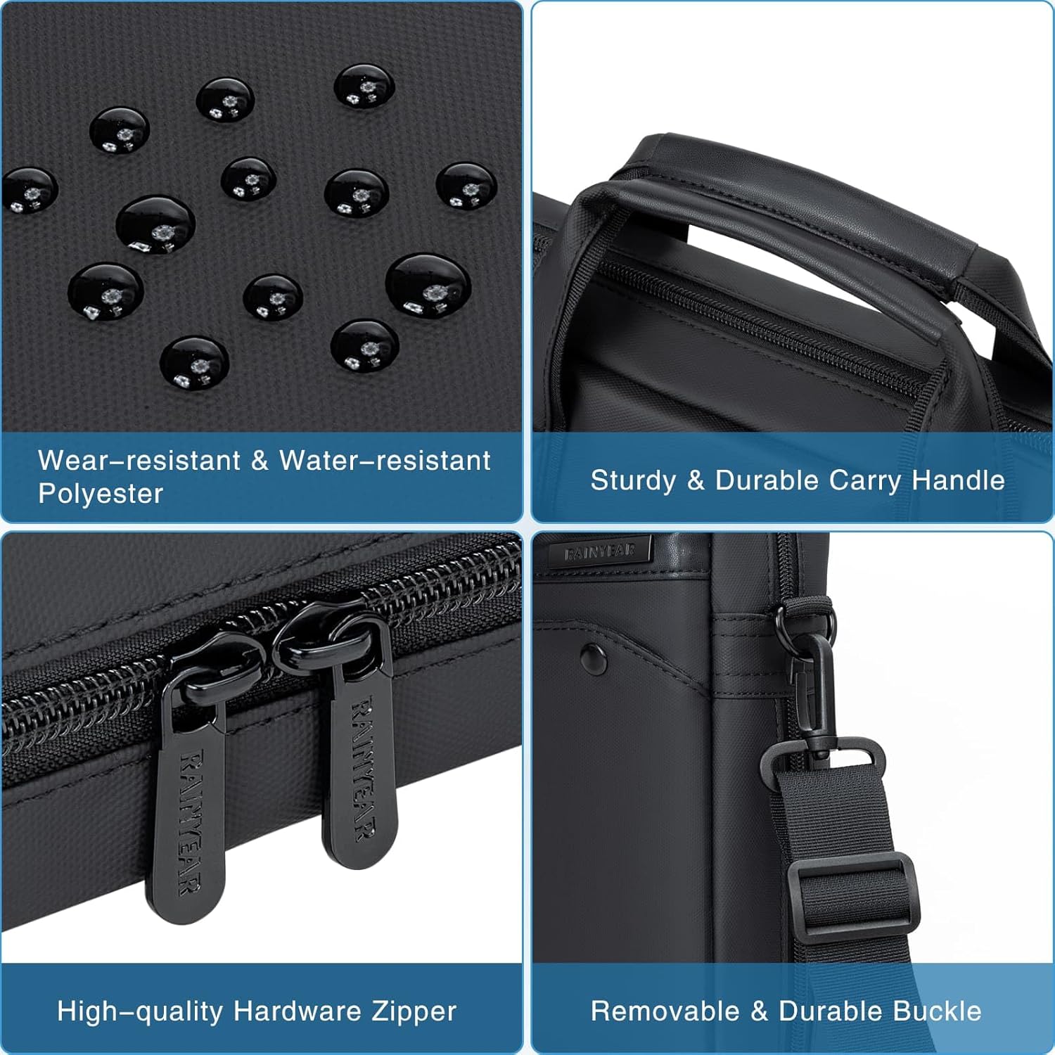 RAINYEAR 15.6 Inch Laptop Bag Laptop Shoulder Bag for Men, Expandable Waterproof Laptop Messenger Bag Large Capacity Computer Laptop Briefcase with Pockets for Travel Business Work Office, Black - Image 5