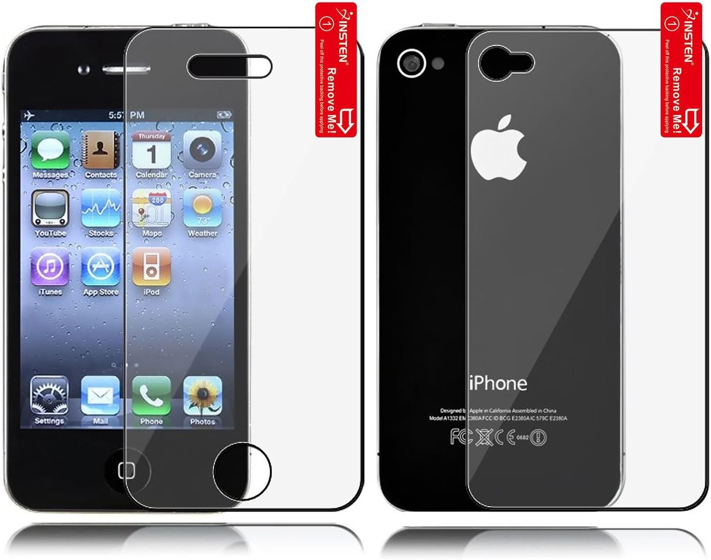 GTMax Clear Front & Back Body Protector Shield Guard with Cleaning Cloth for Apple iPhone 4 4G 16GB / 32GB 4th Generation
