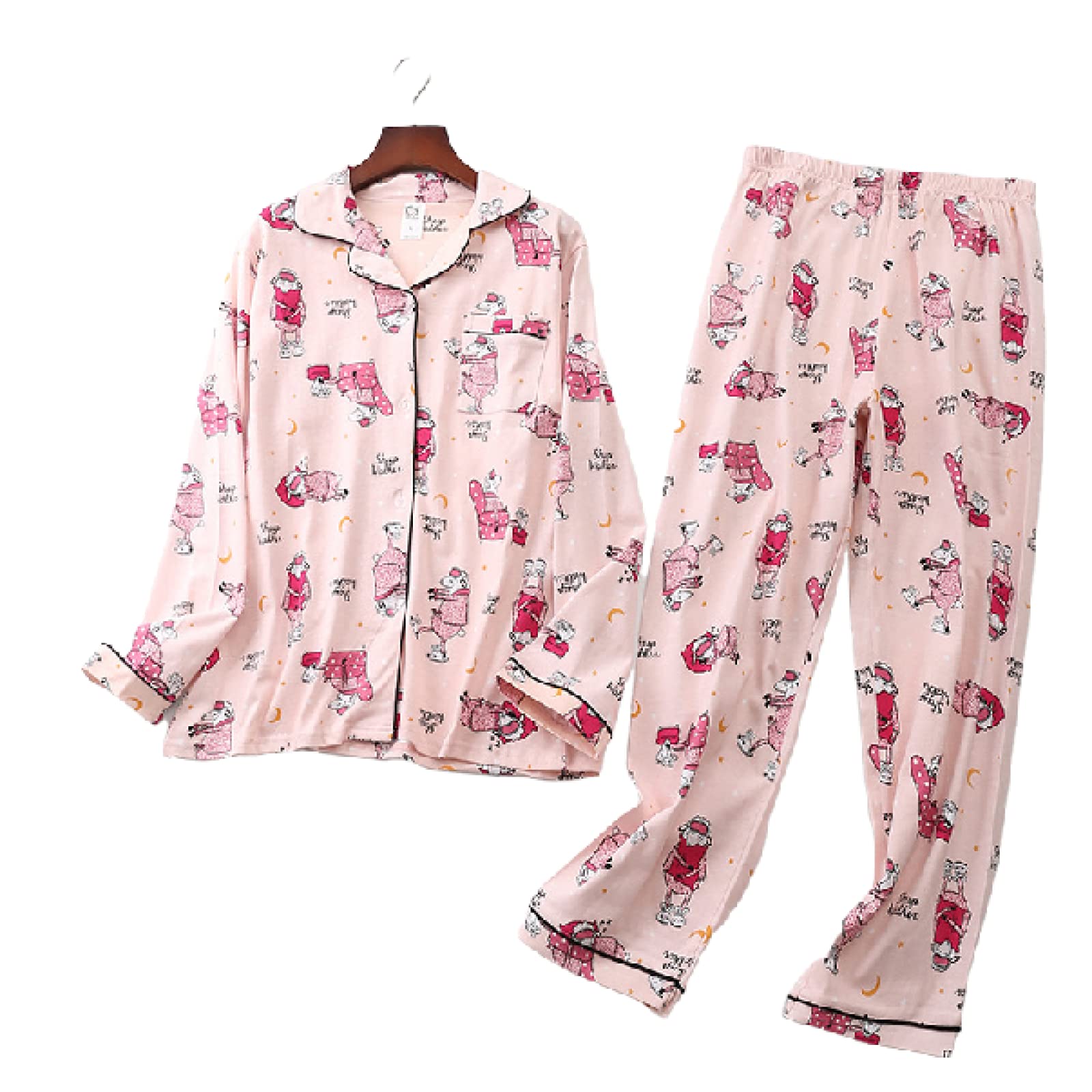 Pyjamas pour femmes anti-froid vêtement de maison ample imprimé dessin animé