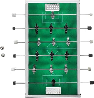 Gatuida Mini Futbolín de Mesa Europeo Compacto y Portátil, Juego de Fútbol de Escritorio Estructura de Aleación y Madera Resistente, Color Plateado, Adecuado para Juego Familiar