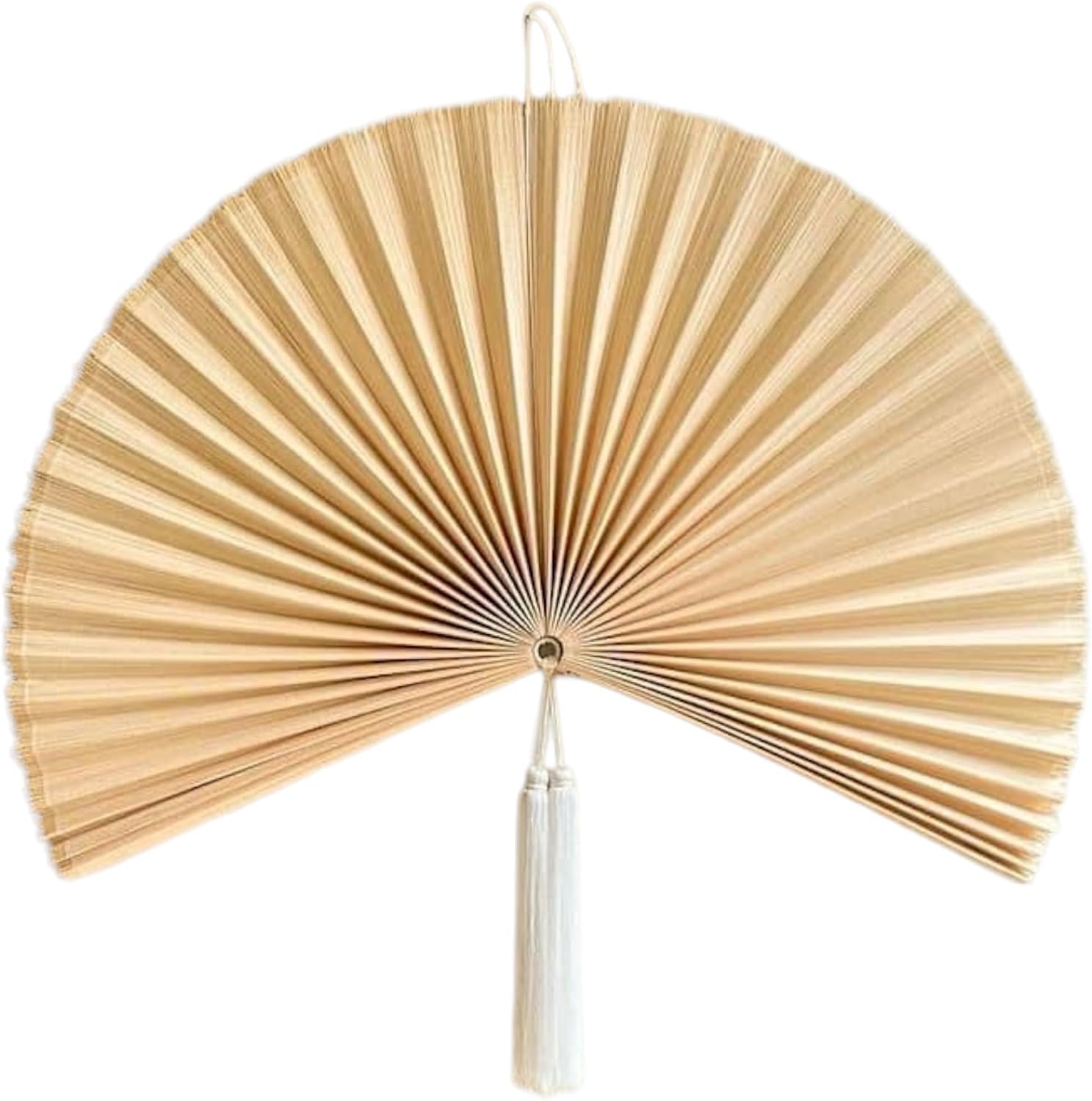 Chicvillage Large Bamboo Wall Hanging Fan, Wall Hanging For Decoration, Bedroom Headboard Decor, Handmade Wall Bamboo Foldable Fan (Beige, 60 Inches)