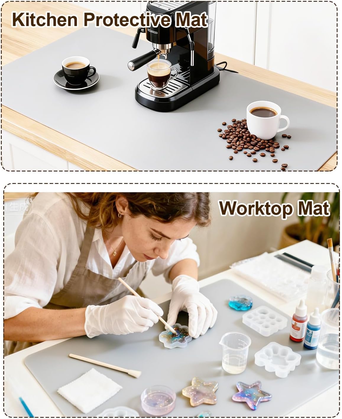 Large Crafting Silicone Mat, 24"x36" x1.5MM Inch Artist Work Mat for Jewelry Making, Epoxy Resin, Painting, Scrapbooking, Heat Resistant Nonstick Surface and Table Protector for DIY, Gray