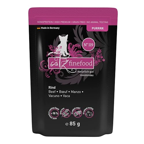 catz finefood Purrrr Pienso para Gatos monoproteína húmedo N° 119, para Gatos sensibles a la nutrición