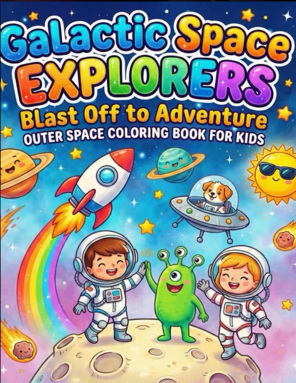 Outer Space Colouring Book for Kids: Fun & Easy Space Adventure Coloring Pages with Planets, Astronauts, Rockets & Aliens