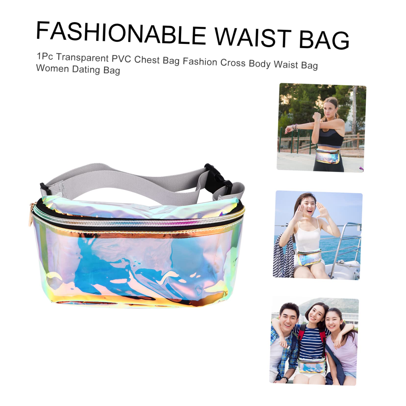 Sac Banane En PVC PU Holographique Transparent, Tendance Et à La Mode