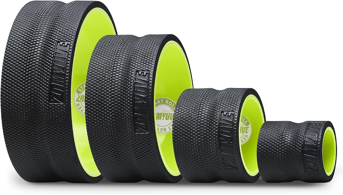 Back Roller Wheel - 4 Pack Yoga Foam Roller for Physical Therapy & Back Stretcher, Deep Tissue Massage for Pain Relief & Stretching | Green.