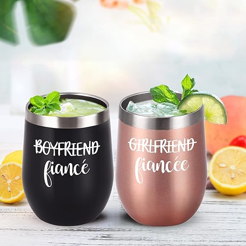 Miniatura 6 de Lifecapido Regalos de compromiso para pareja, novio y novia, juego de vasos de vino, regalos de compromiso para prometida prometida, sus amigas,