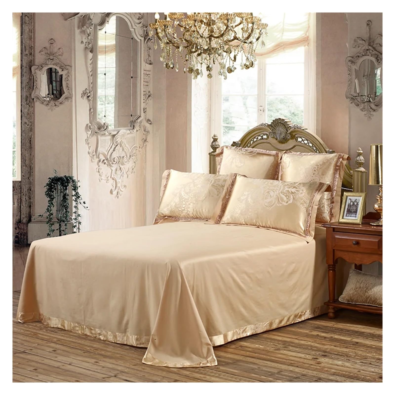 Amazon｜4点の豪華なヨーロッパサテン 掛け布団カバーセット、クイーン