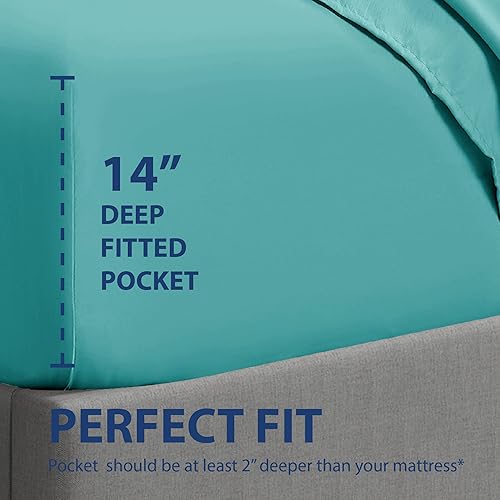 Miniatura 3 de Cathay Home Sábana bajera lujosa de microfibra ultrasuave de doble cepillado resistente a las arrugas y a la decoloración, con profundidad estándar