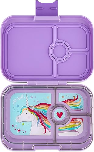 Yumbox Caja Bento Panino a prueba de fugas bento de 4 compartimentos para niños y adultos perfecta para el almuerzo lleno de sándwich compacta 8.5 x