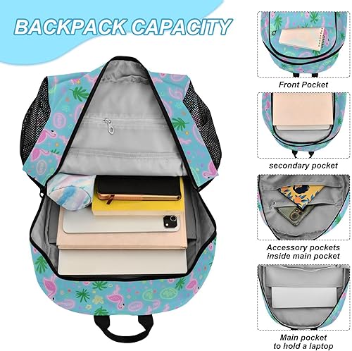 Miniatura 4 de Verano Flamingo Rosa Azul Mochila Para La Escuela Con Bolsa De Almuerzo Bolsa Con Lonchera Para Niñas 9-10 años Mochilas Y Loncheras Escuelas Para