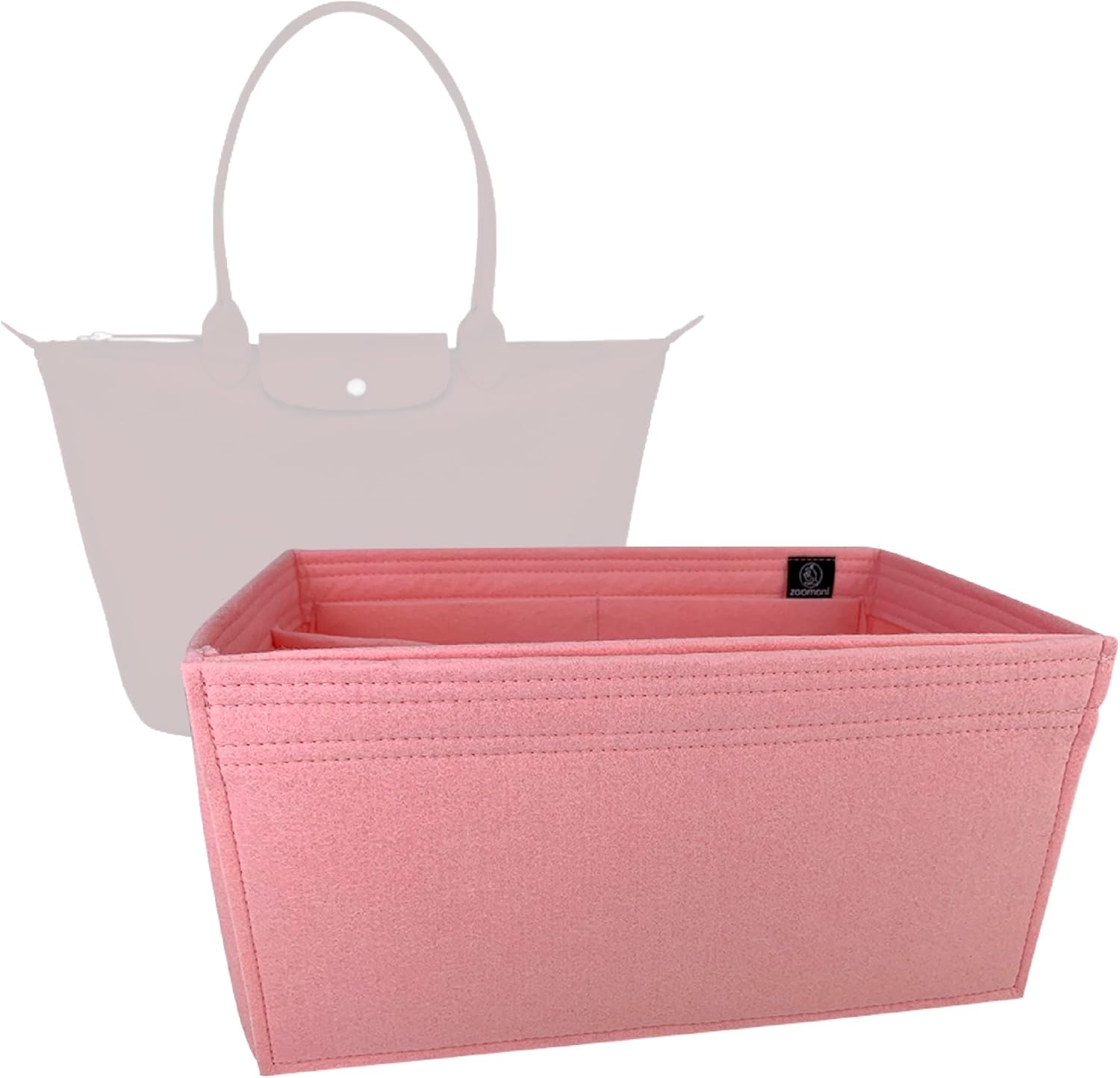 Zoomony プレミアム ロンシャン ルプリアージュ ネオ トート (大) バッグ – プレミアム フェルト巾着ハンドバッグ (ハンドメイド/25 色展開) [Purse Organizer, Liner, Insert, Shaper] (ビーバーブラウン)