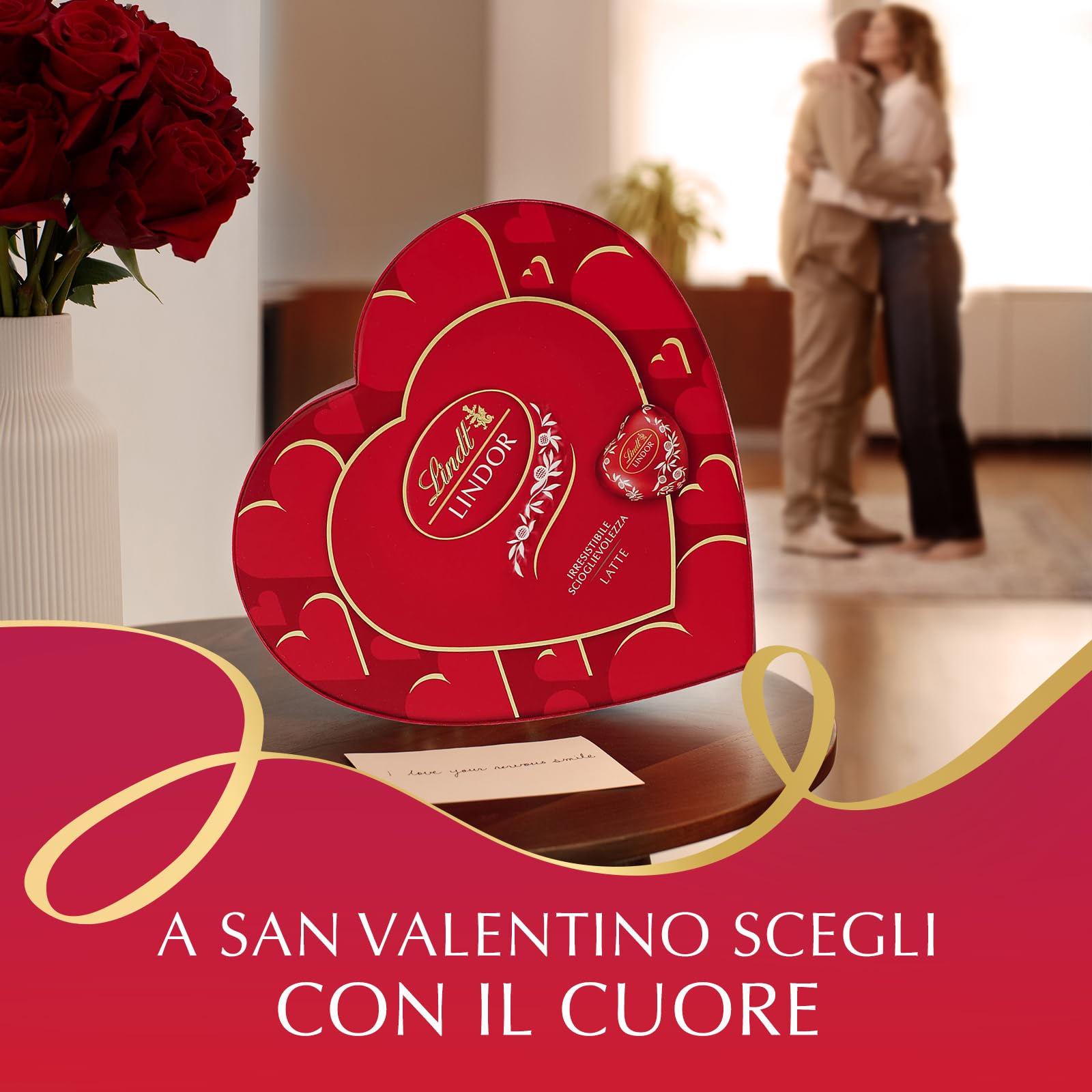 Lindt & Sprüngli San Valentino Scatola Regalo Cioccolatini Lindor a Forma di Cuore al Cioccolato al Latte, 178g