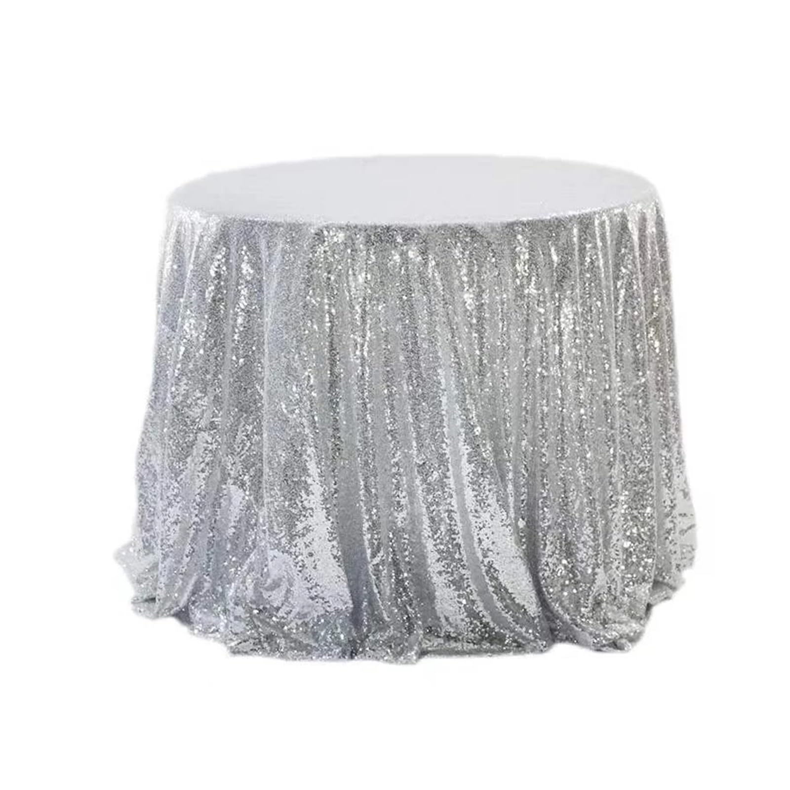 EKalgretrA Sequin Tablecloth Sequin Tablecloth Round Sparkling Table Cover for Wedding Party Decoration(Silver,Diameter -180cm)