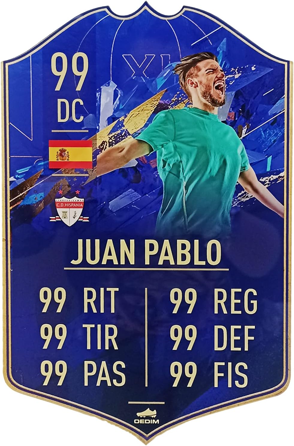 Oedim Personalised Football Card, 30 x 48 cm, Toty Design, Made of 4 mm, Mirror Effect, Fun and Original