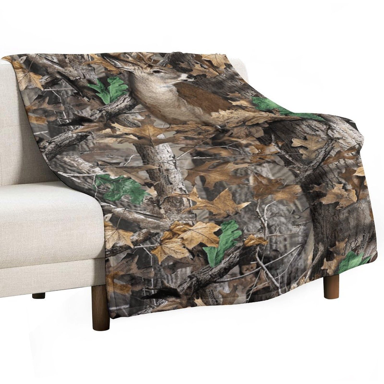 Cgsbngha Style Camouflage Deer Hunting Flannel Fleece Blanket Lightweight Soft Throw Blankets For Sofa Couch Bed Chair