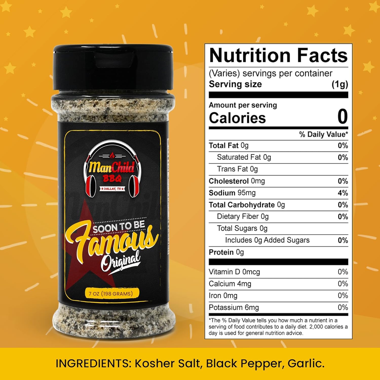 All-Purpose Salt Pepper Garlic BBQ Rub by Manchild, Authentic Texas Style Dry Rub for Beef, Chicken, Pork, Seafood & Veggies, 7 oz - Image 2