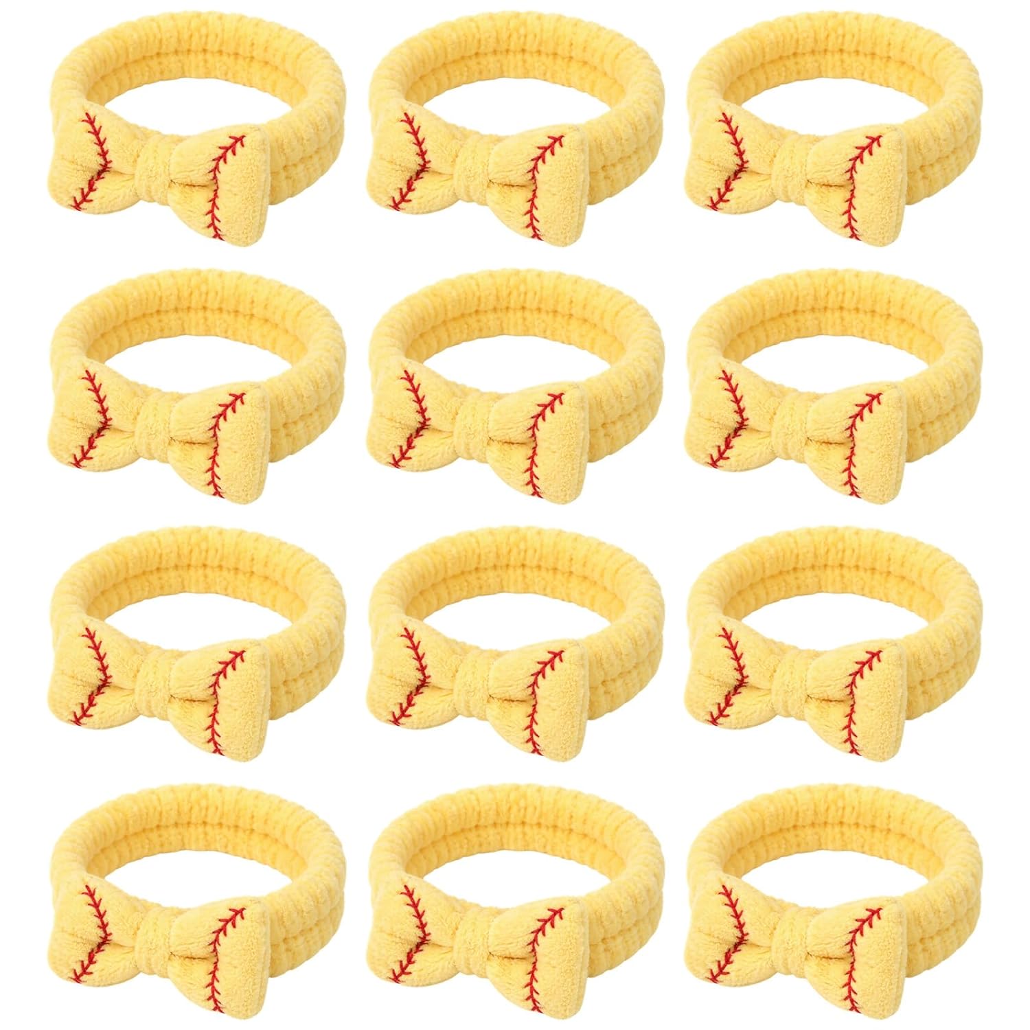 Zeyune 12 Pcs Softball Makeup Headbands with Removable Bow, Baseball Hairbands for Women, Ehair Band for Washing Face, Team Uniform, Cheerleading, Sport Themed Party Favors & Gifts