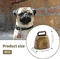 Vista 6 de Paquete de 5 pequeñas campanas de cobre de pastoreo de latón, mini campanas de oveja de vaca para perros, ganado, caballo, granja, campanas