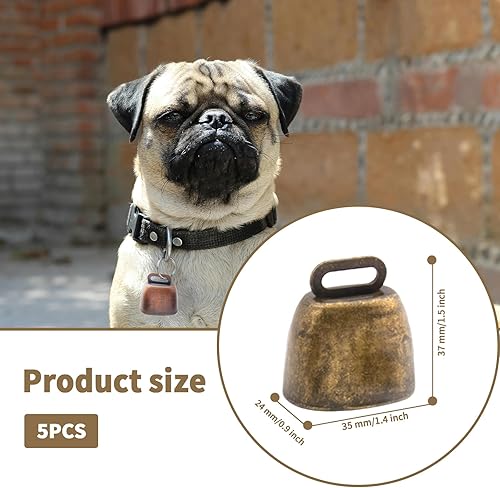 Miniatura 6 de Paquete de 5 pequeñas campanas de cobre de pastoreo de latón, mini campanas de oveja de vaca para perros, ganado, caballo, granja, campanas
