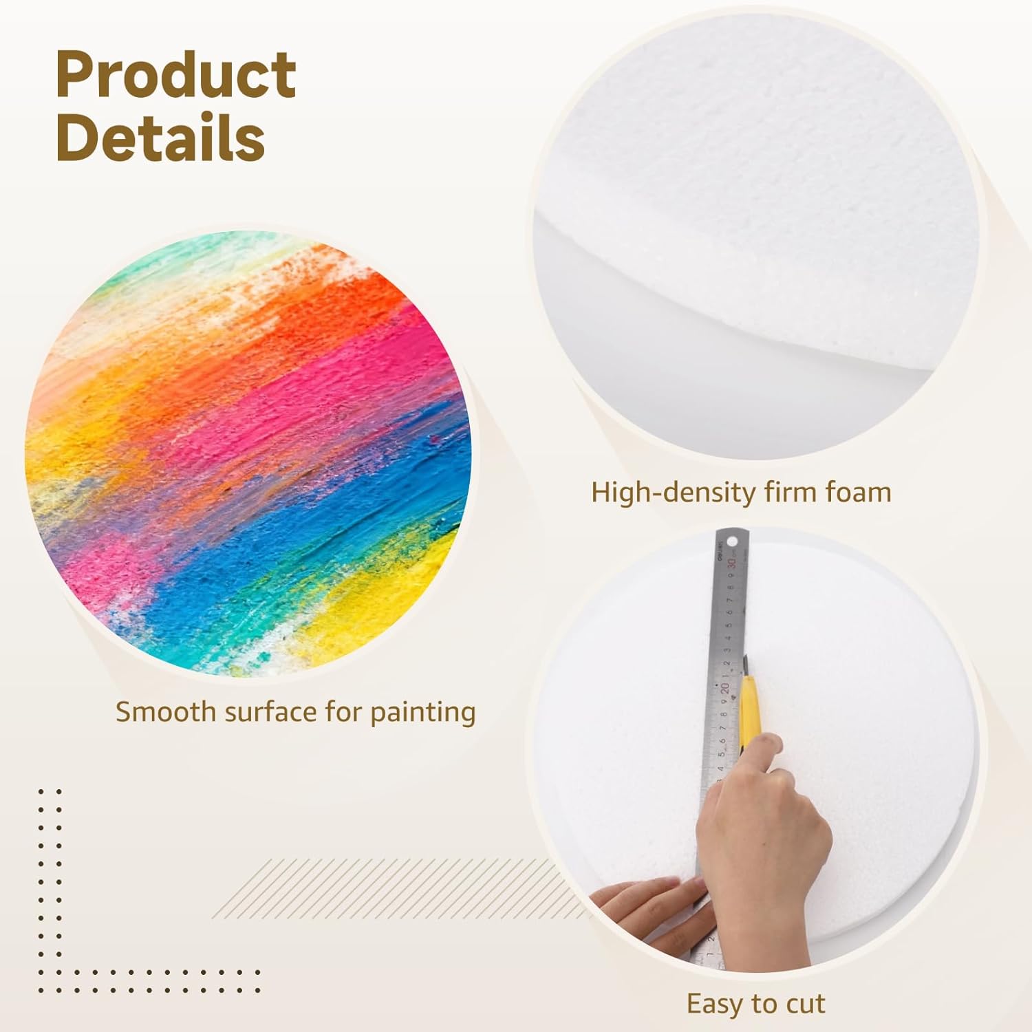 7 Pcs Foam Circles for Crafts - 12 Inch Polystyrene Round Foam Disc (1" Thick), White Foam Circles for DIY Projects, Cakes and Decorations, Sculpture, Modeling, Arts and Crafts Supplies