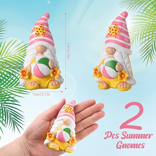 Miniatura 2 de Juego de 2 piezas de gnomos de verano, decoración de playa, mini gnomos de resina, decoración de mesa coleccionable, decoración de cocina para el