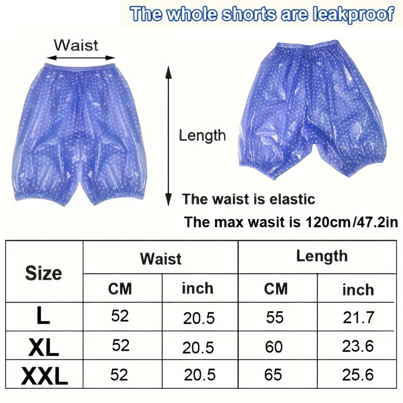 Pokrowiec na pieluchę dla dorosłych, Spodnie dla dorosłych z PVC dla osób nietrzymających moczu, niebieskie L-XL-XXL(X-Large)