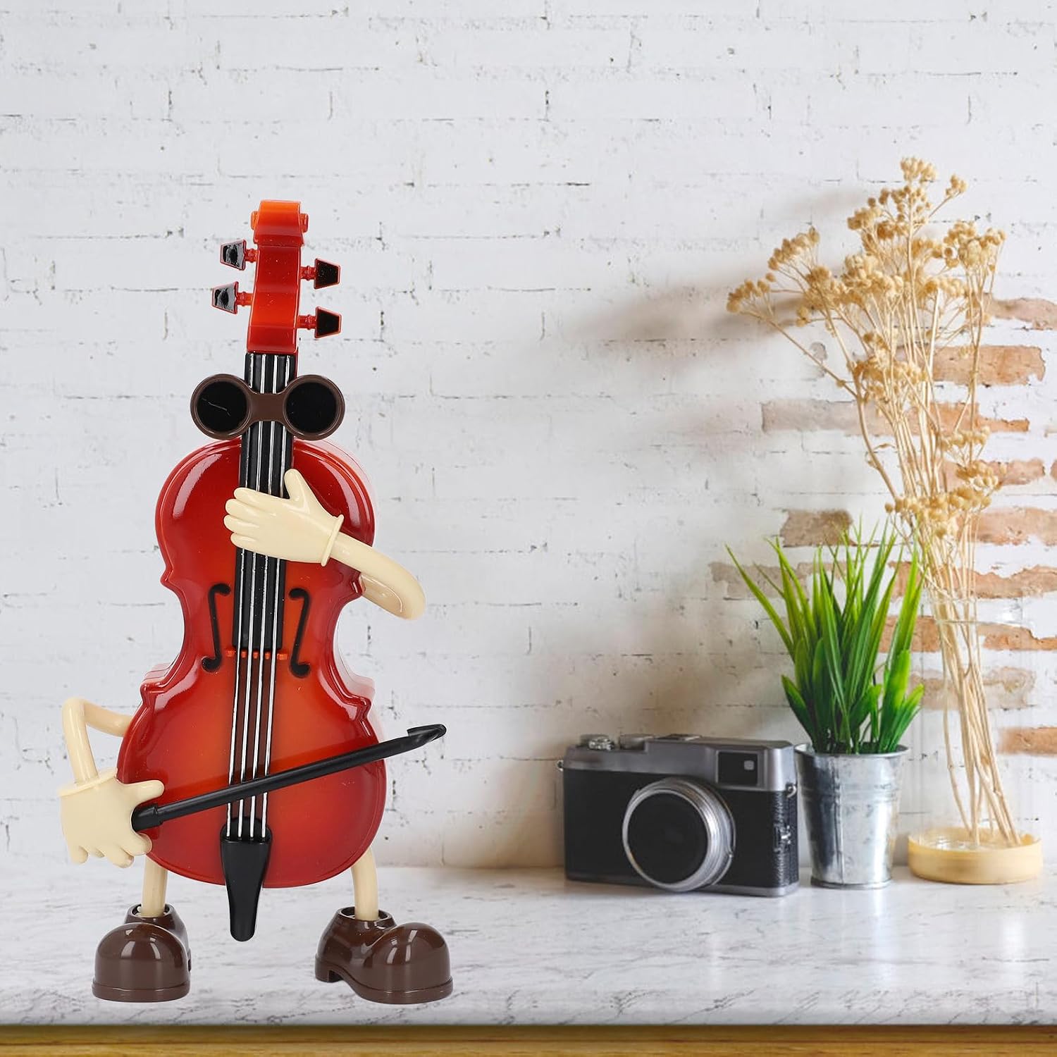 Buachois Music Box Ornament Classical Mini Cello Decor Clockwork Driving