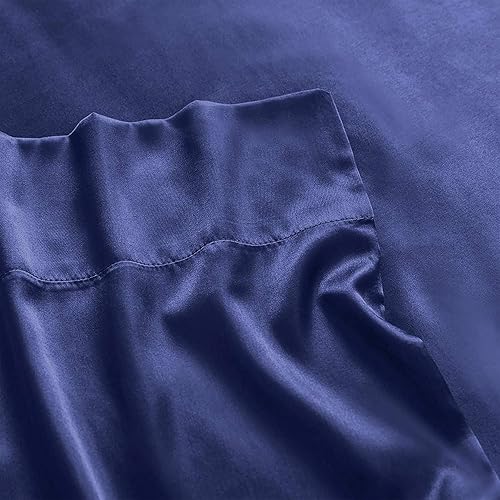 Miniatura 4 de Sábanas de satén de seda, juego de sábanas de tamaño matrimonial, juego de ropa de cama ultrasuave y sedosa con sábana bajera ajustable de 18