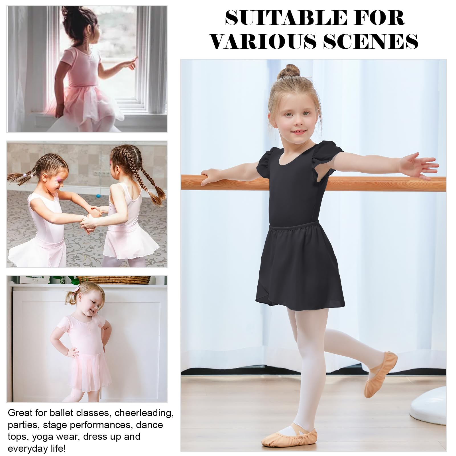 Bezioner Maillot Ballet Niña con Falda Removible Maillots de Danza Vestido Baile Niña Manga de Soplo