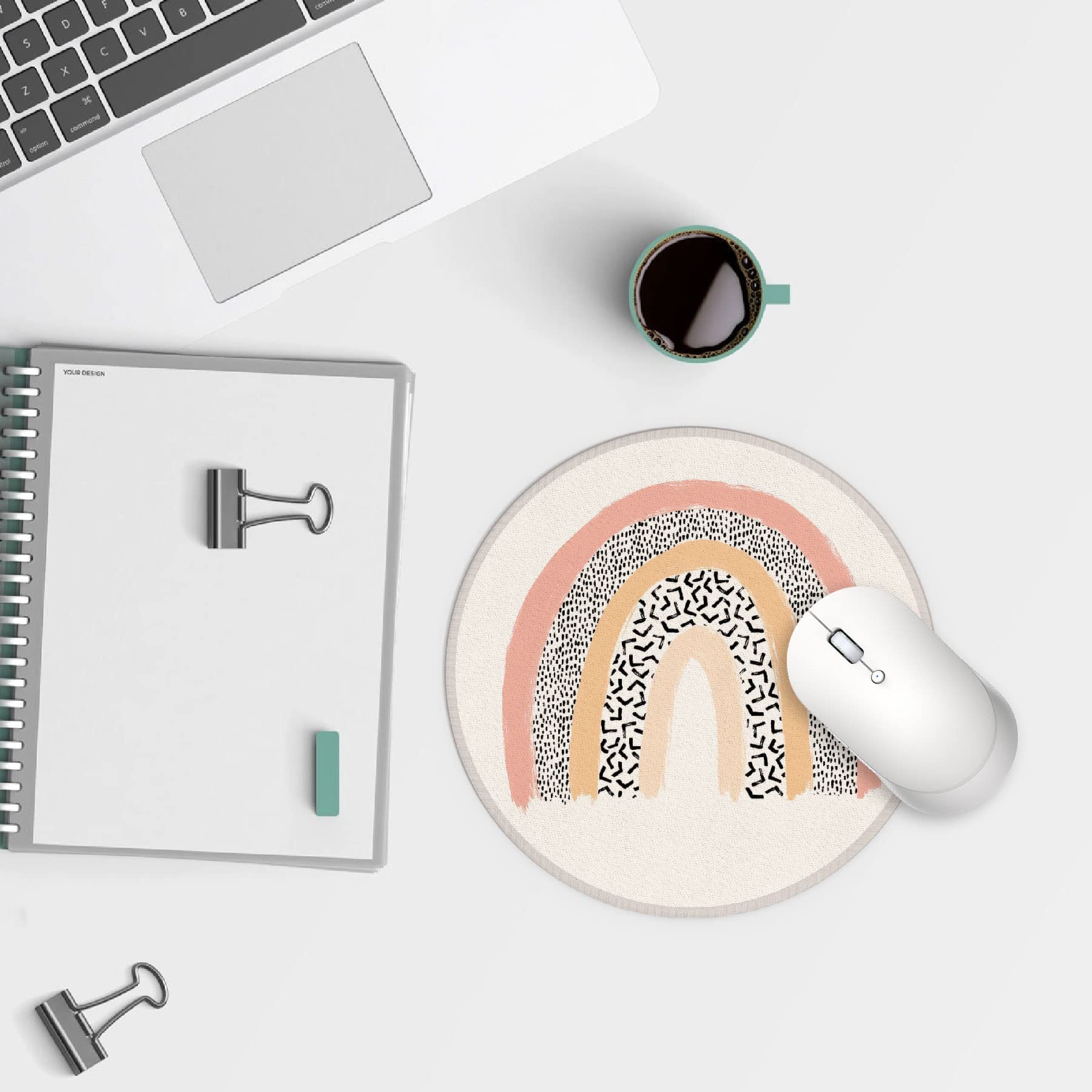 Tapis De Souris Rond Bohème Avec Motif Lune Et étoiles, Petit Tapis De Souris En Caoutchouc Antidérapant, Pour Bureau, Dortoir, Ordinateur Portable, 20 X 20 Cm