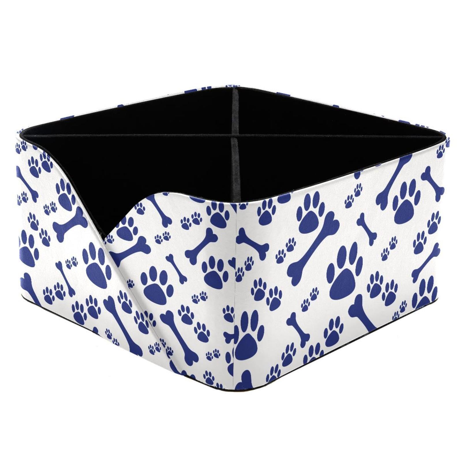 KengjuTesu Dog Paw Print and Bone Desktop Organizer Pen Holder, Rectangular Pencil Cup for Office, Study and Makeup Stations