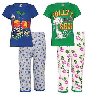 SINI MINI Girls Printed Capri Set (Pack of 2)