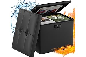 ENGPOW Fireproof and Waterproof Folding Storage Ottoman with Lock and Hidden Storage Safe
