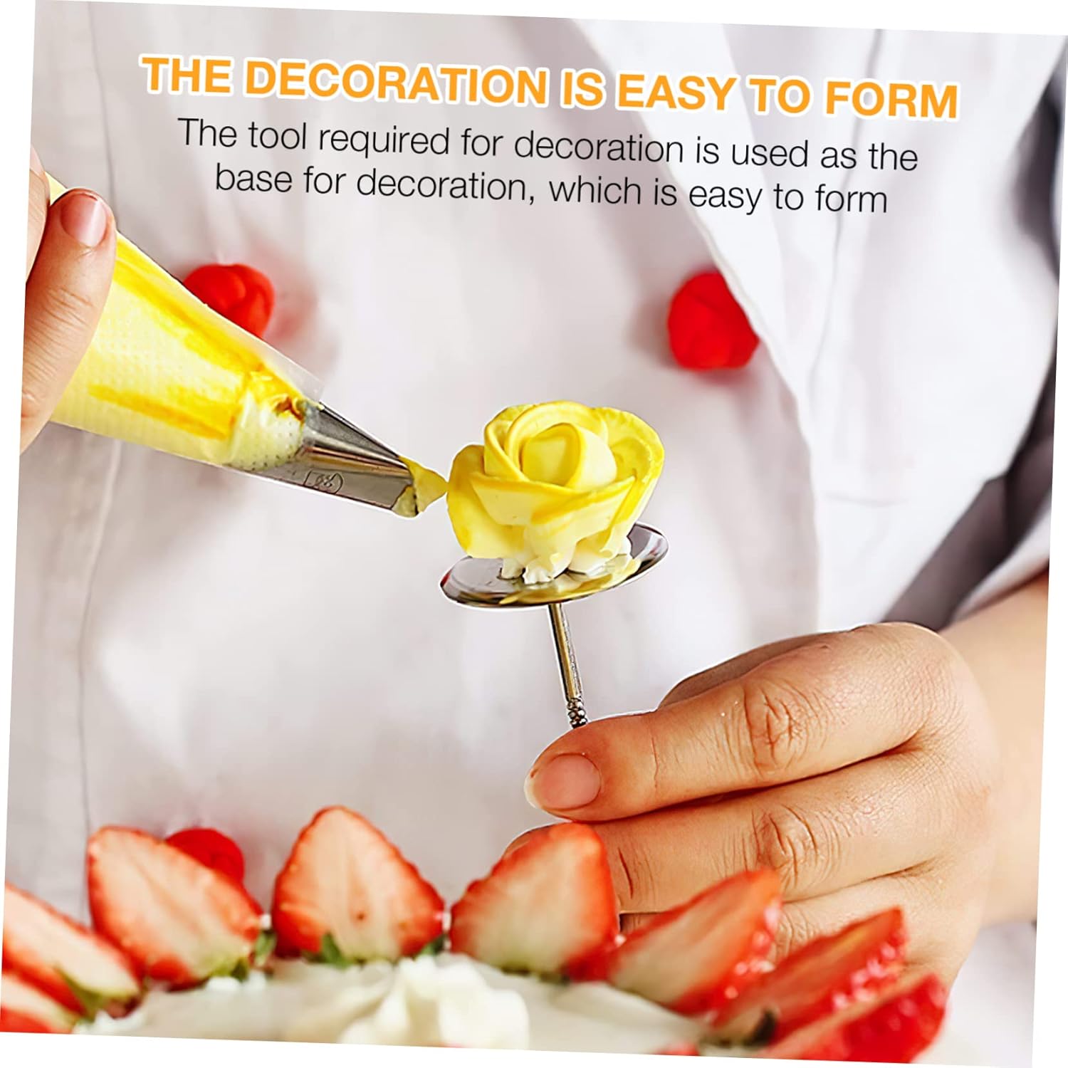 SMASOLO 4sets Professional Cake Decorating Flower Nails Stainless Steel Holder Icing Flowers Decorations Baking Tools