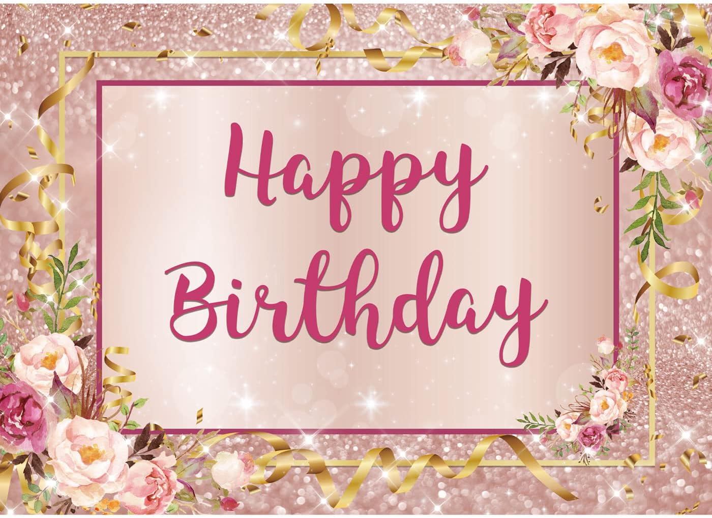 Happy Birthday Backdrop Banner Rose Gold Fabric Birthday Decoration - View #3