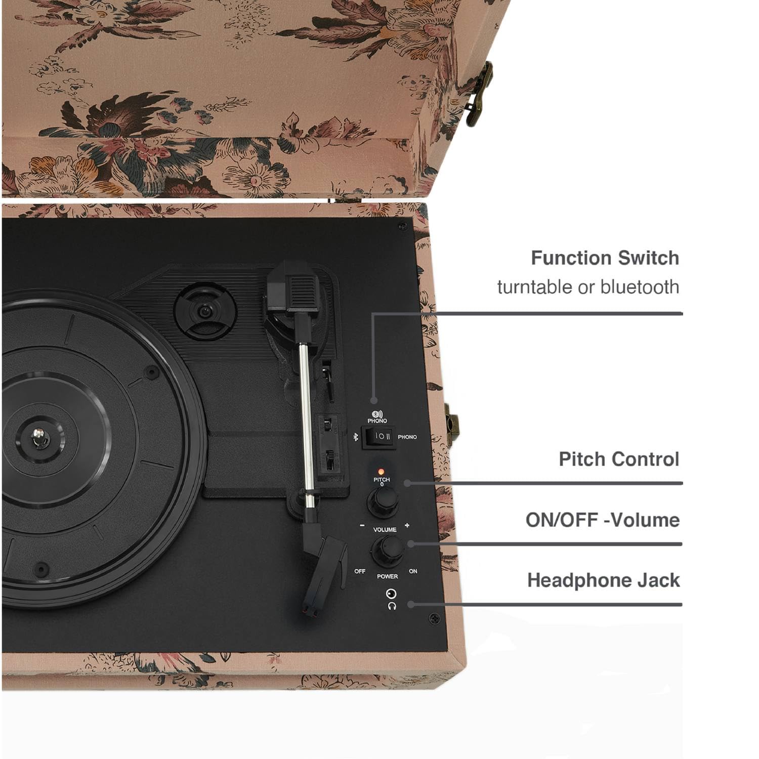 Crosley Voyager Plateau tournant Motif Floral CR8017B-FL4