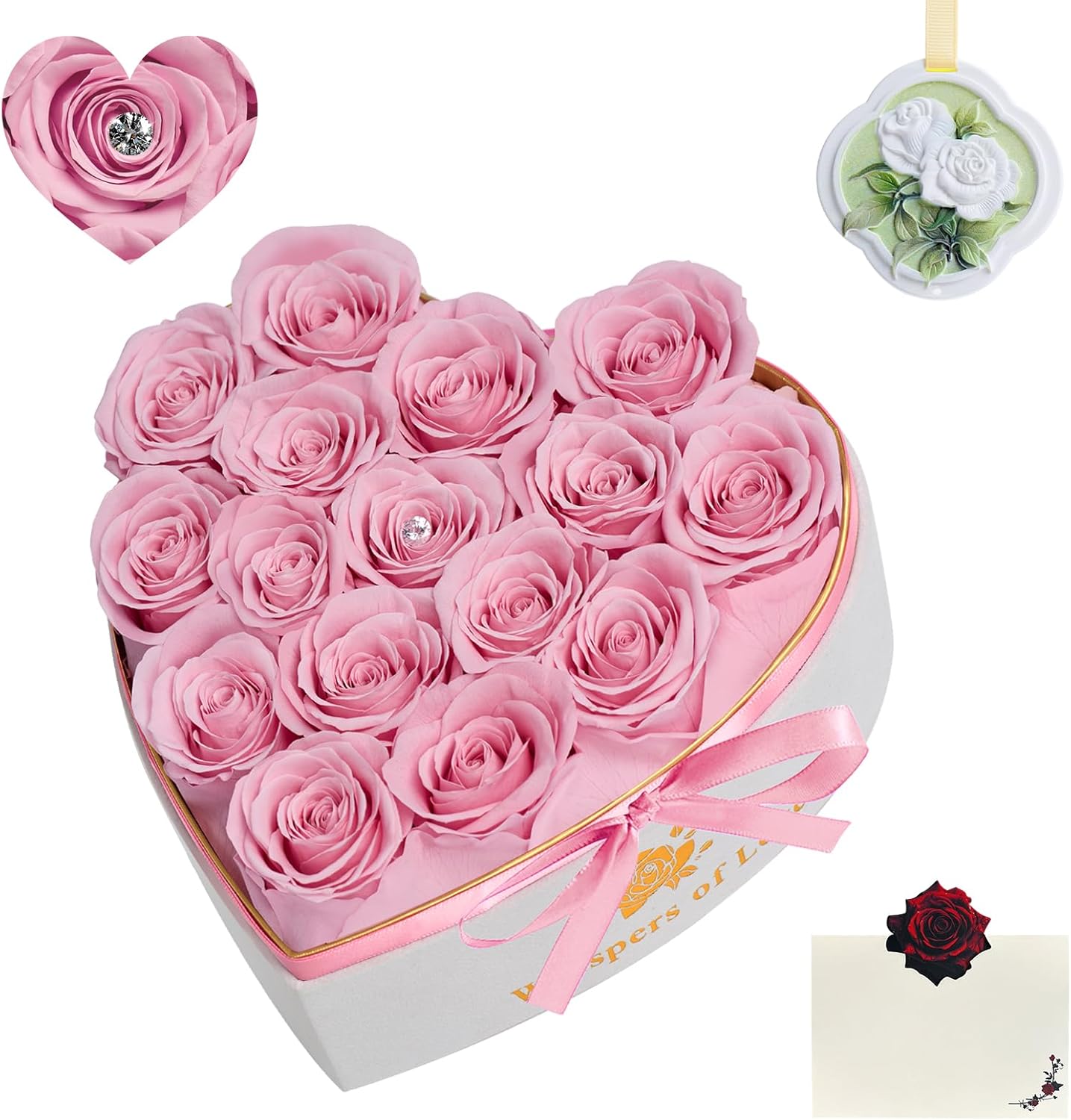 Cooeach Luxury Preserved Roses – Forever Real Roses Flowers for Delivery in a White Box, Preserved Flowers Birthday Gifts for Women Mom Wife, Ideal for Anniversary (Pink 16 Roses, 16 Roses)