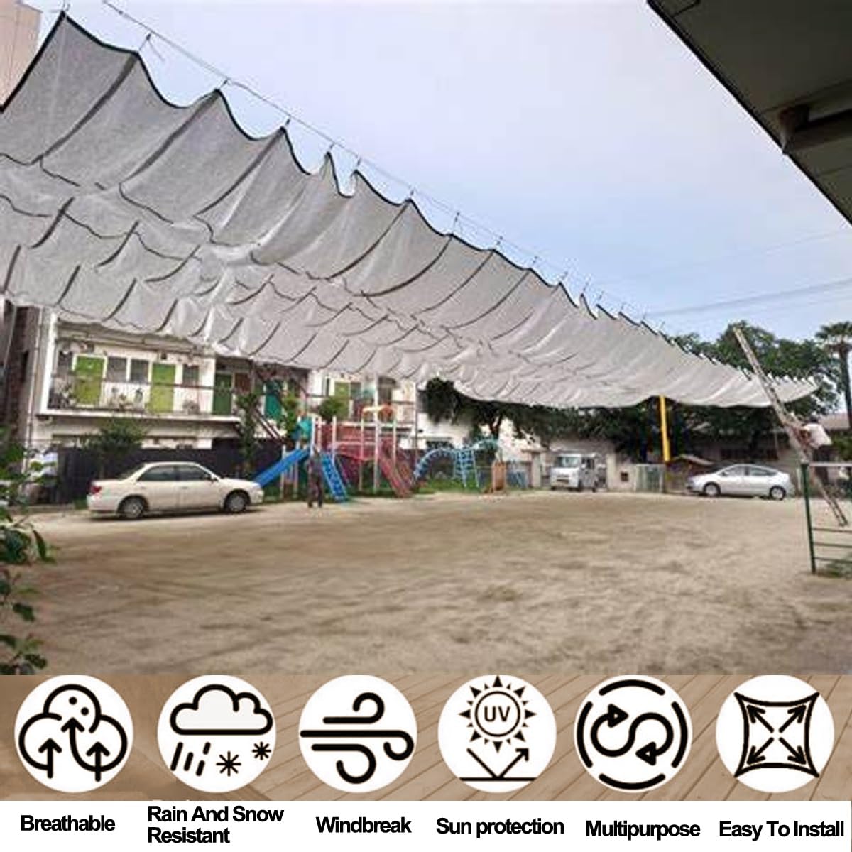 Garden e Net - Rete antistrappo con occhielli, protezione solare per cortile e tetto, rete esterna (4 x 12 m)