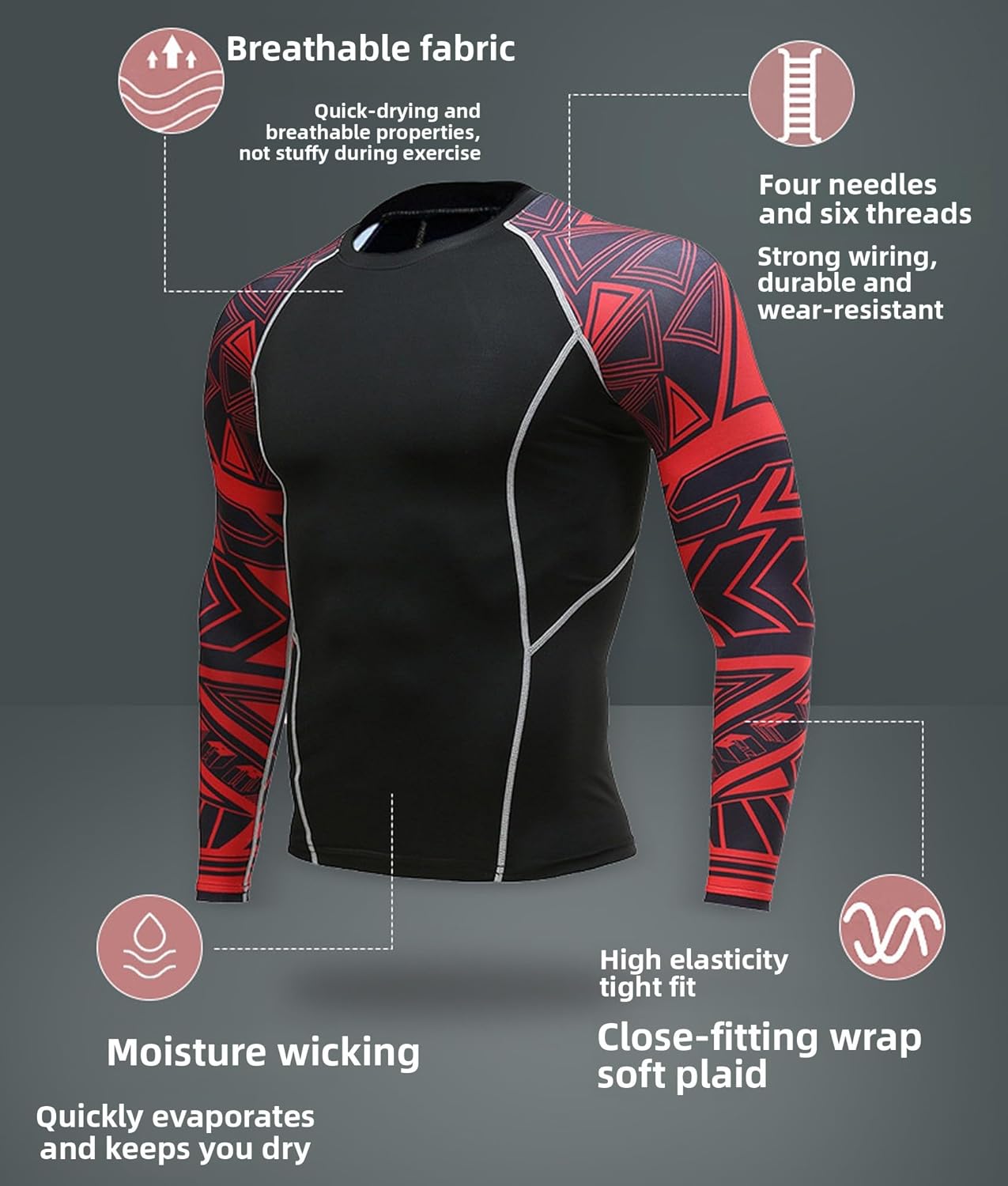 SANANG Dry Compression Shirt Men Cool Running Baseball T-Shirts and Pants Sports Set