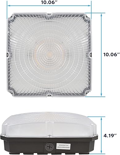 Miniatura 6 de LUXRITE Luz LED para toldo, 40/60/70 W, potencia seleccionable, hasta 8400 lúmenes, 3CCT 3000K/4000K/5000K, luces LED de garaje y gasolinera de 10 x