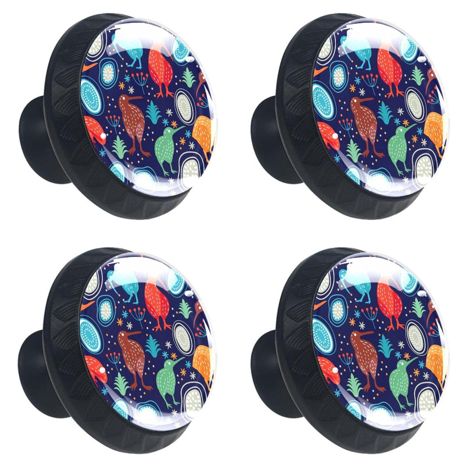 Boutons de tiroir Kiwi Oiseau en cristal haut de gamme et finitions bleu marine 30mm
