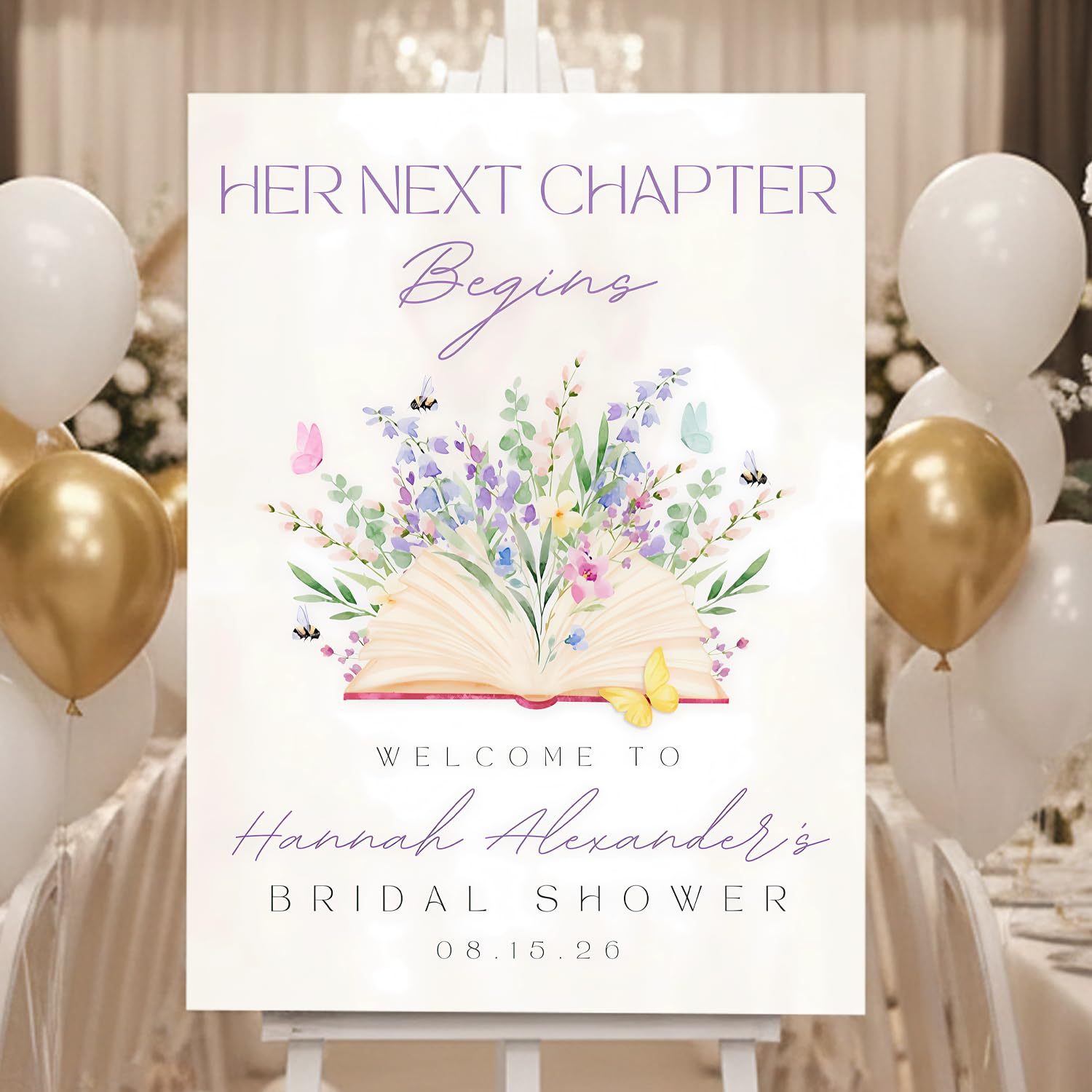 Bridal Shower Welcome Sign, A New Chapter Begins Bridal Shower Welcome Sign, Book Theme Bridal Shower Decor, Editable Template, Printable Welcome Poster #15 Ver