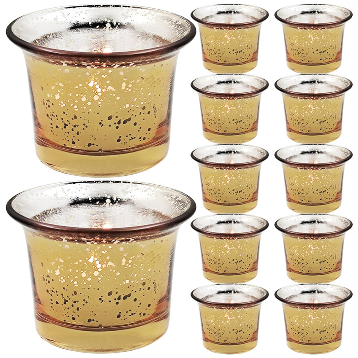 12 Pièces Bougeoir en Verre Cup pour Bougie Chauffe Plat, Élégant