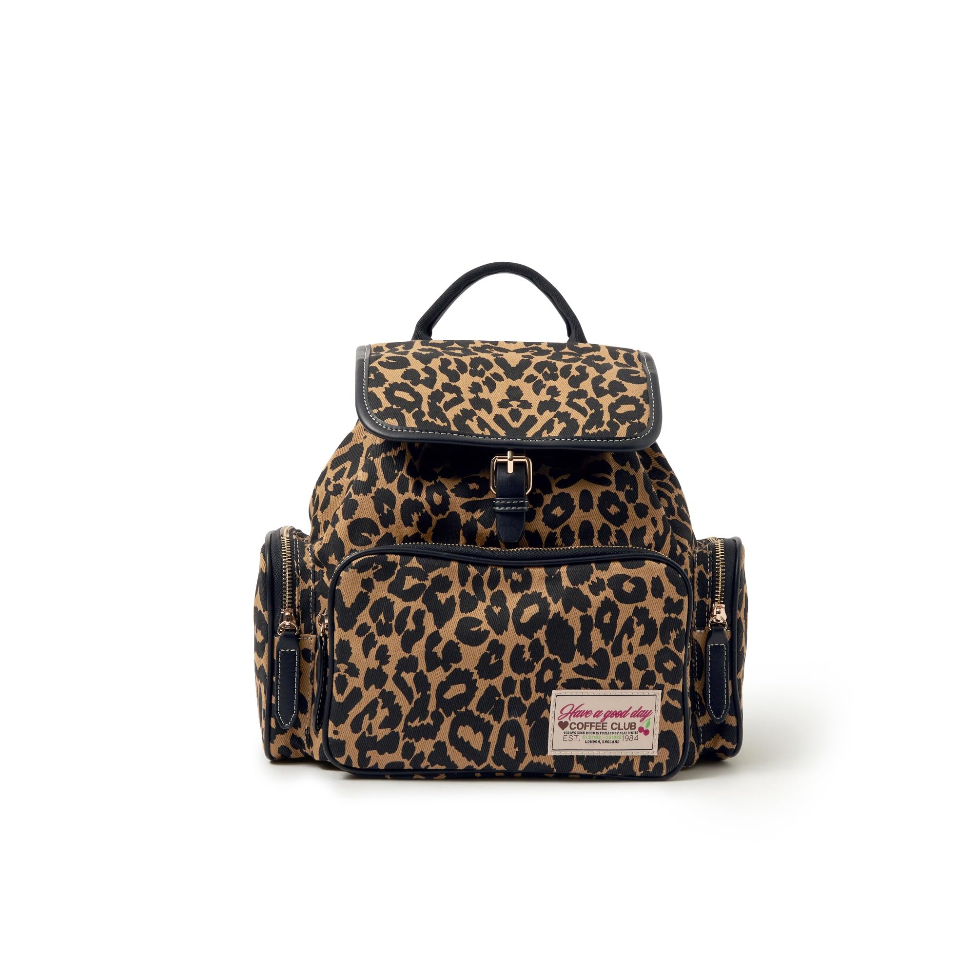 London Women's Leopard Print Multi Pocket Backpack | Drawstring Backpack with Side Zip Pockets & Adjustable Straps | Everyday Travel Backpack for Women-image-14