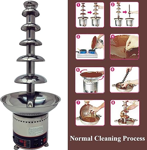 Miniatura 6 de Máquina de fuente de chocolate para fiesta, 6 niveles, acero inoxidable, fuente de chocolate caliente, fuente de cascada, fuente de fondue de
