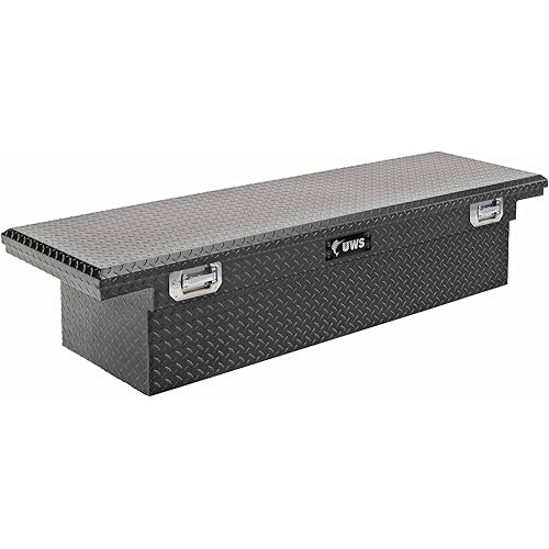 UWS EC10503 Pull Handle 69-Inch Gloss Black Heavy-Wall Aluminum Truck Tool Box with Low Profile, RigidCore Lid