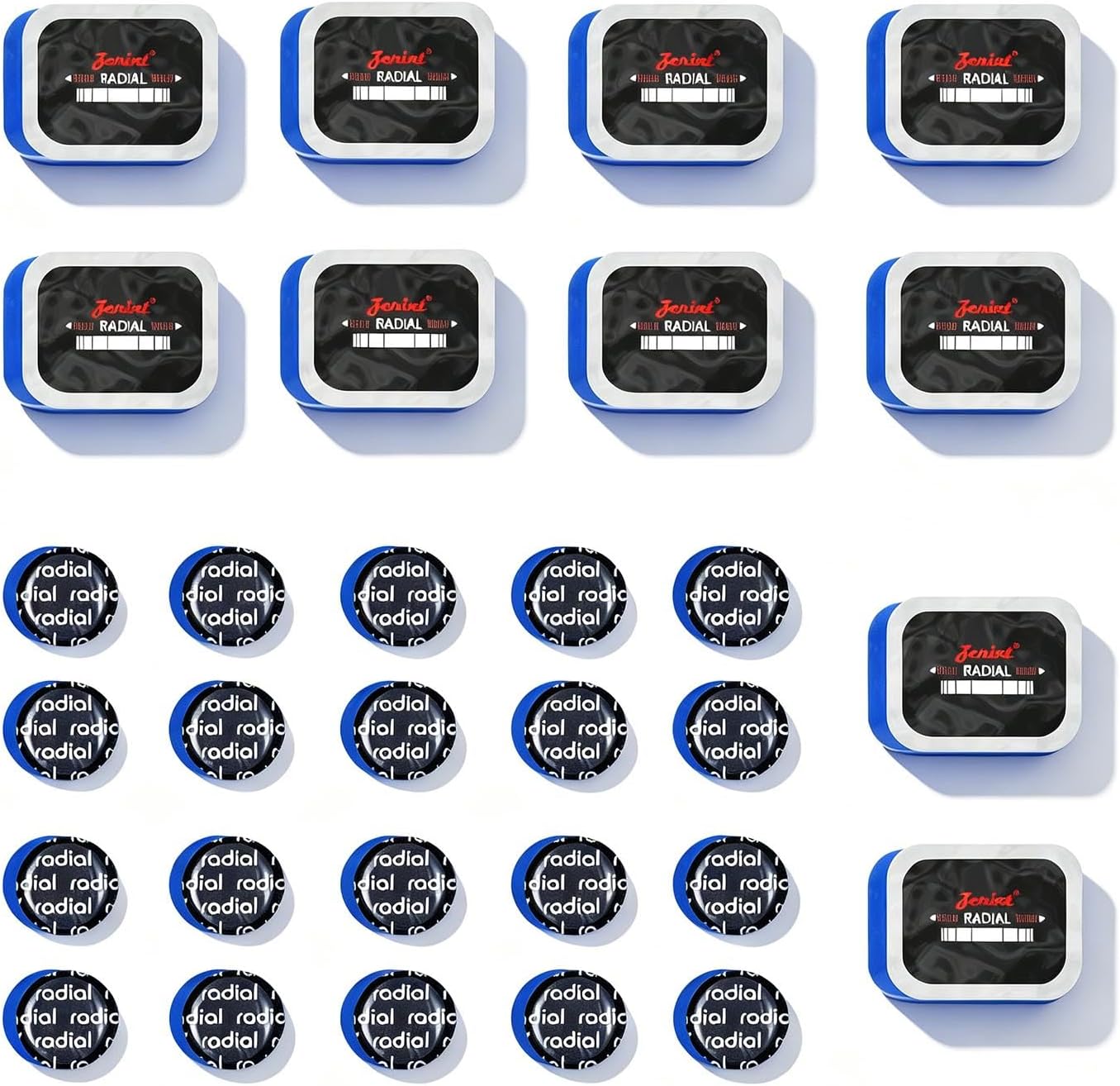 60Pcs Radial Tire Patches, 2 Sizes Repair Patch– 3.15" x 2.56"1.65" Heavy Duty Auto Repair Kit Cold Vulcanizing Patches for Car, Truck, SUV, Motorcycle, Tractor, Agricultural & Off-Road Tires