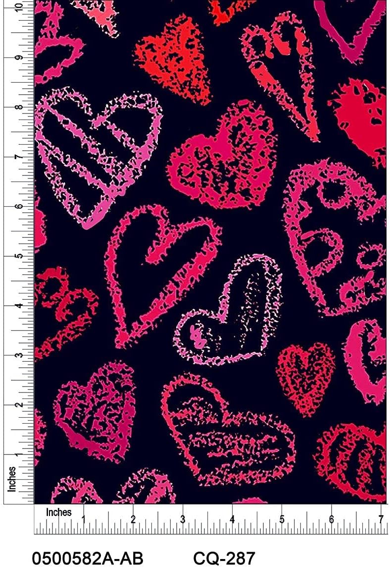 Chalk Hearts Design Printed on 100% Cotton Quilting Fabric by The Yard